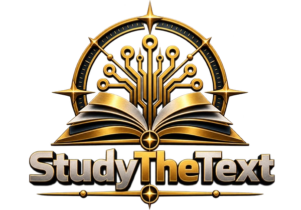 StudyTheText — compass, book and branching gold emblem